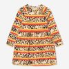 Girls Mini Rodini Dresses | Mini Rodini - Girls Organic Cotton Leopard Striped Dress In Multicoloured | Childsplay Clothing