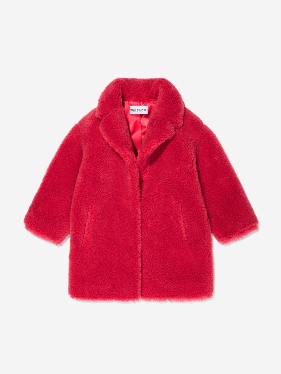 Girls Stand Studio Coats & Jackets | Girls Faux Fur Camille Cocoon Mini Coat