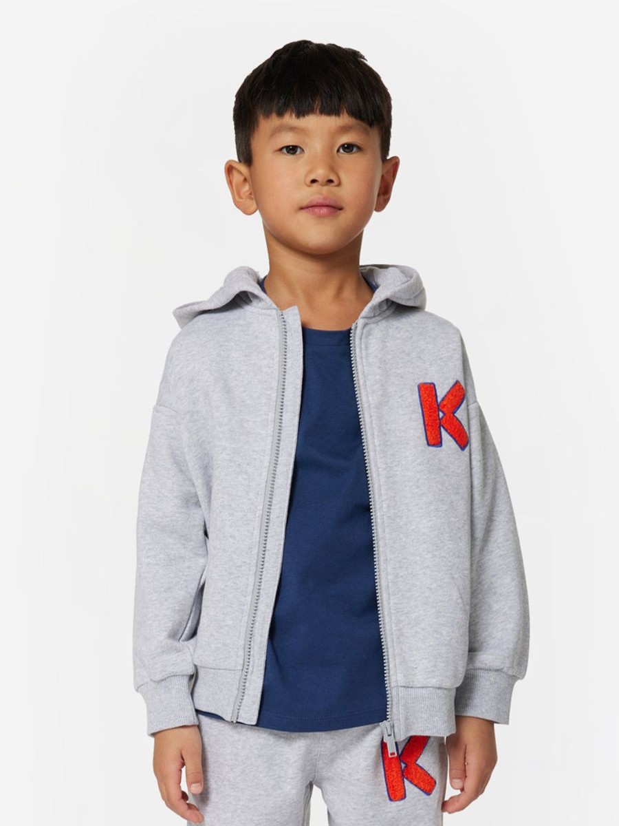 Boys KENZO KIDS Sweatshirts & Hoodies | Boys Logo Zip Up Top In Grey