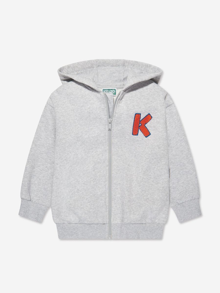 Boys KENZO KIDS Sweatshirts & Hoodies | Boys Logo Zip Up Top In Grey