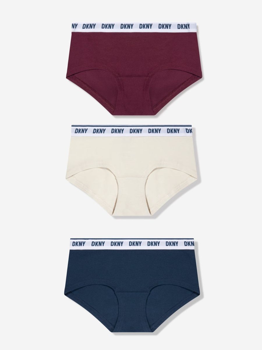 Girls DKNY Underwear | Girls 3 Pack Hipster Knickers Set In Red