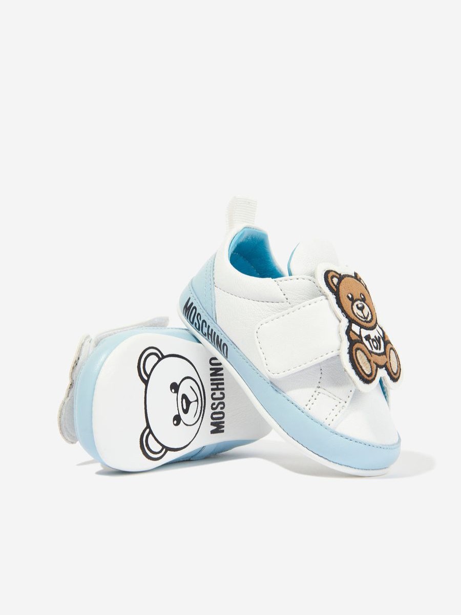 Baby Moschino Kids Shoes | Baby Boys Leather Pre-Walker Trainers In White