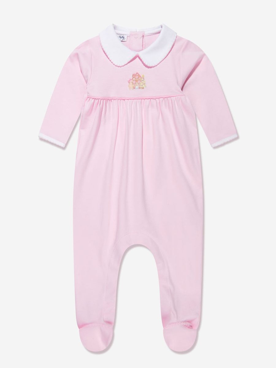 Girls Magnolia Baby Babygrows & Rompers | Baby Girls Sweet Gingerbread Collared Babygrow In Pink