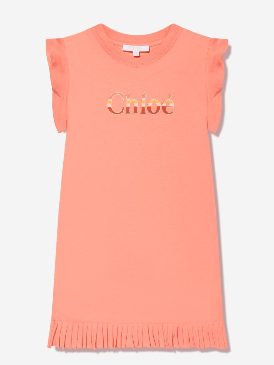 Girls Chloé Dresses | Chloe - Girls Organic Cotton Jersey Dress In Peach | Childsplay Clothing