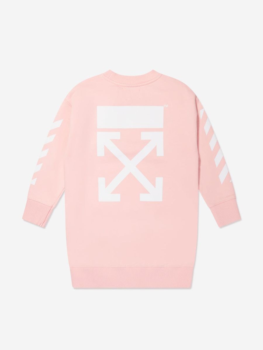 Teen Off-White Underwear | Girls Classic Arrow Tab Sweater Dress In Pink