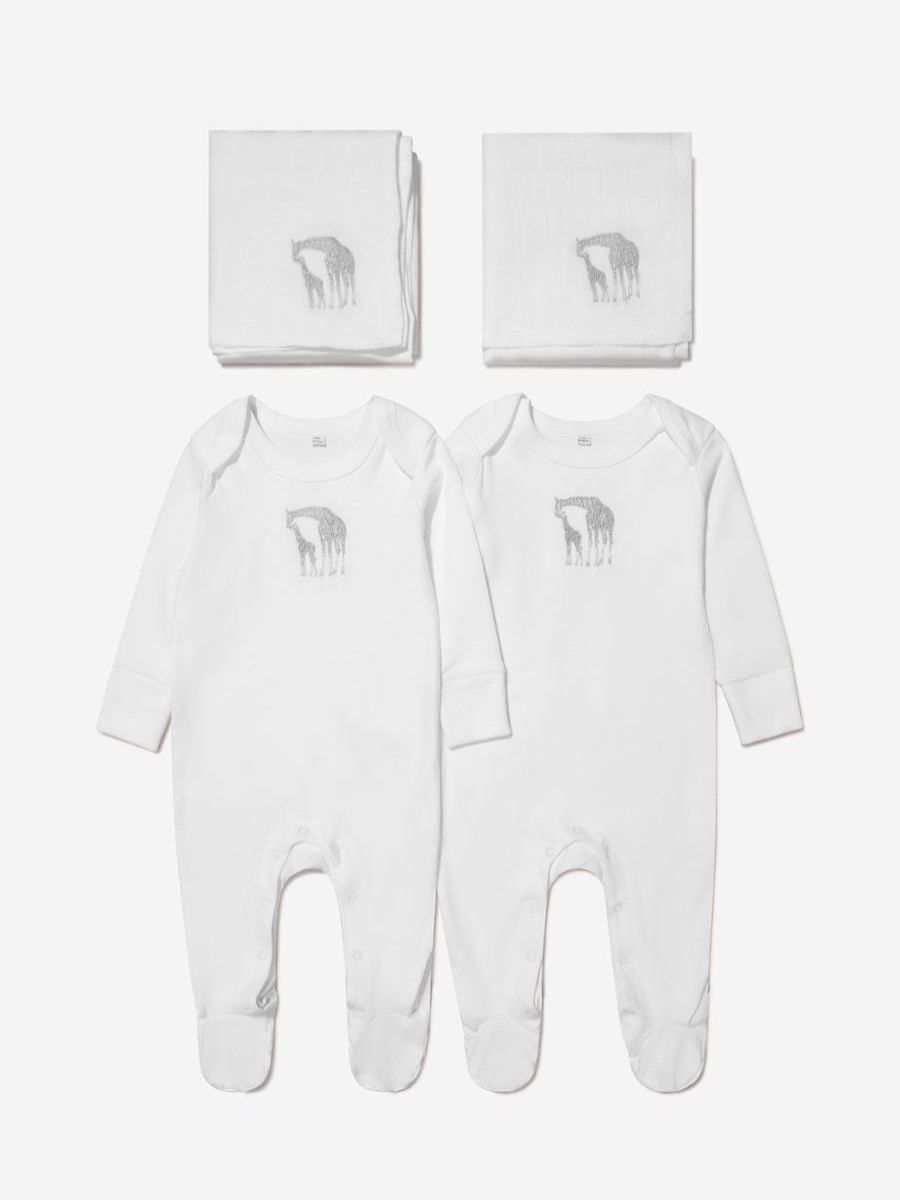 Boys Cotton and Company Babygrows & Rompers | Baby Unisex Organic Cotton Giraffe Babygrow And Muslin Set