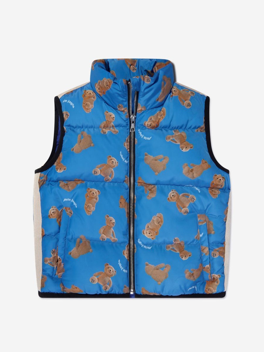 Boys Palm Angels Coats & Jackets | Boys Aop Pa Bears Track Gilet In Blue