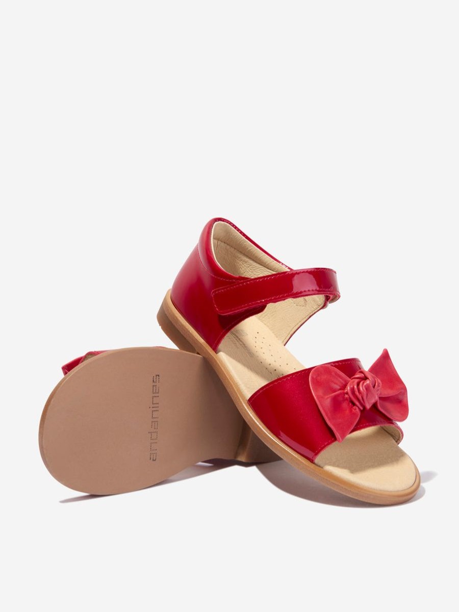 Baby Andanines Shoes | Andanines - Girls Patent Leather Strap Sandals With Bow In Red | Childsplay Clothing