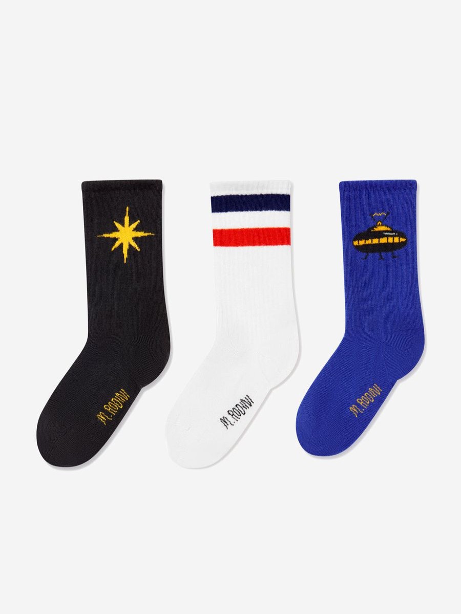 Boys Mini Rodini Socks | Kids Organic Cotton 3 Pack Ufo Socks In Multicolour