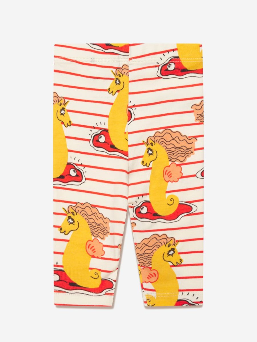 Girls Mini Rodini Leggings | Baby Girls Unicorn Seashorse Leggings In Red