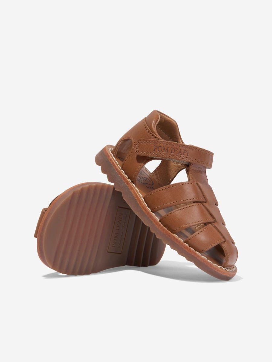 Baby Pom D'Api Shoes | Kids Leather Waff Papy Sandals In Camel