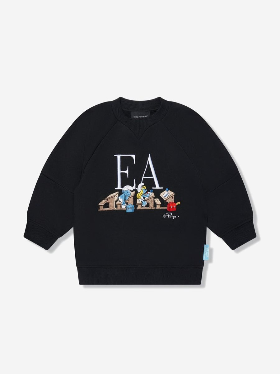 Boys Emporio Armani Sweatshirts & Hoodies | Boys Smurfs Logo Sweatshirt In Navy