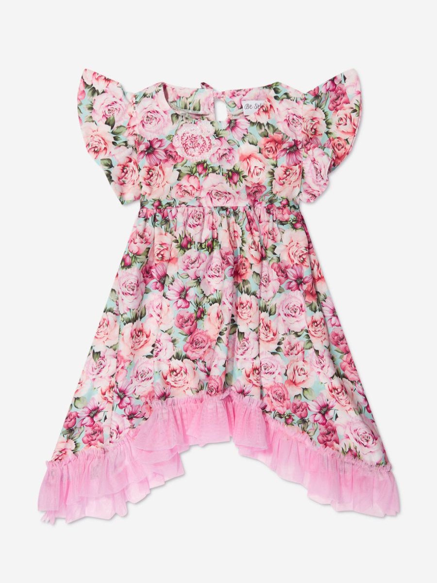 Girls Selini Action Dresses | Girls Rose Print Dress In Pink