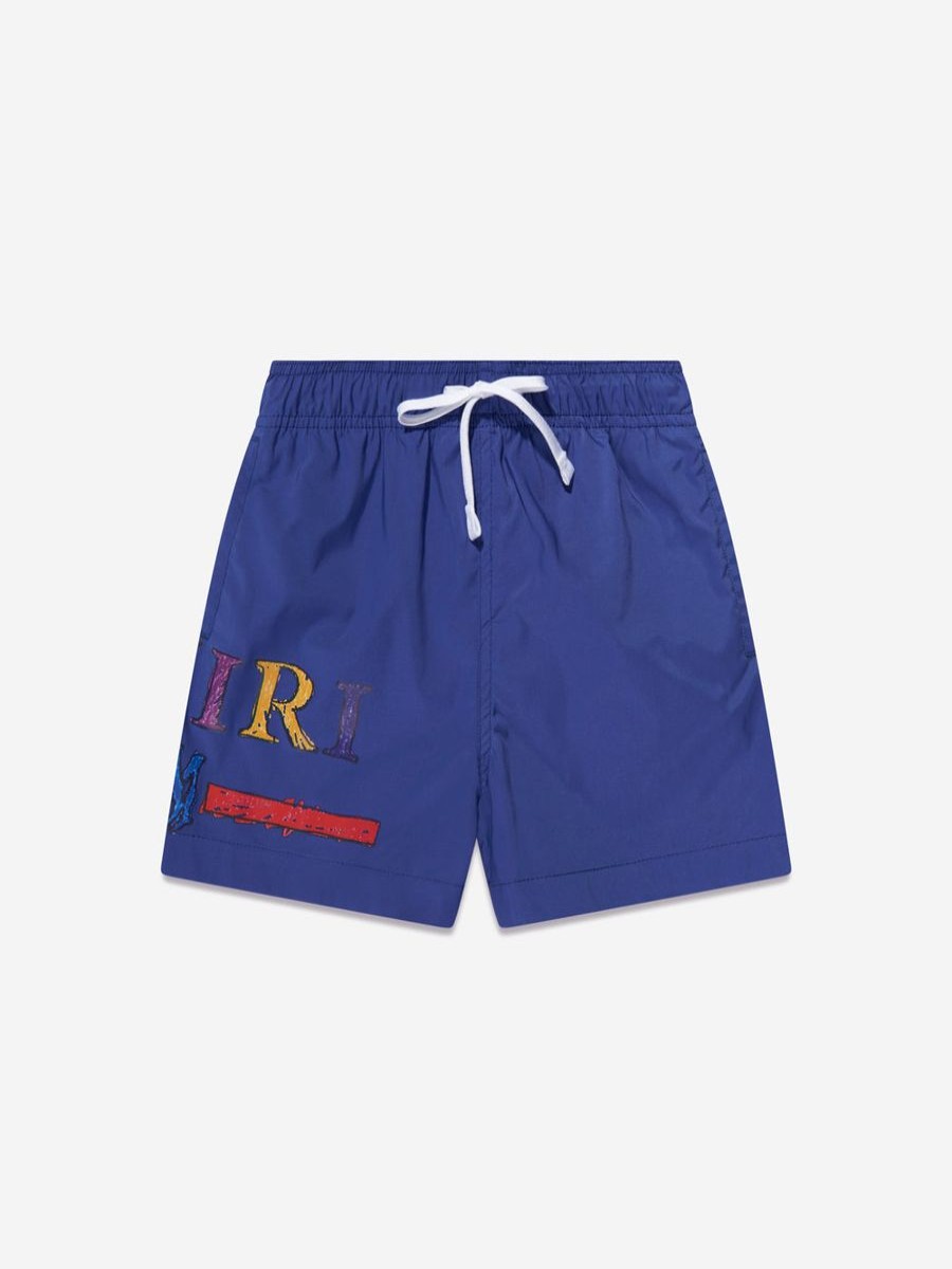 Boys Amiri Swimwear | Boys Rainbow Bar Swim Trunks In Blue