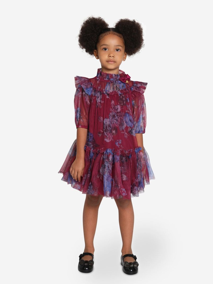 Girls Angels Face Dresses | Girls Myrtle Flower Dress In Red