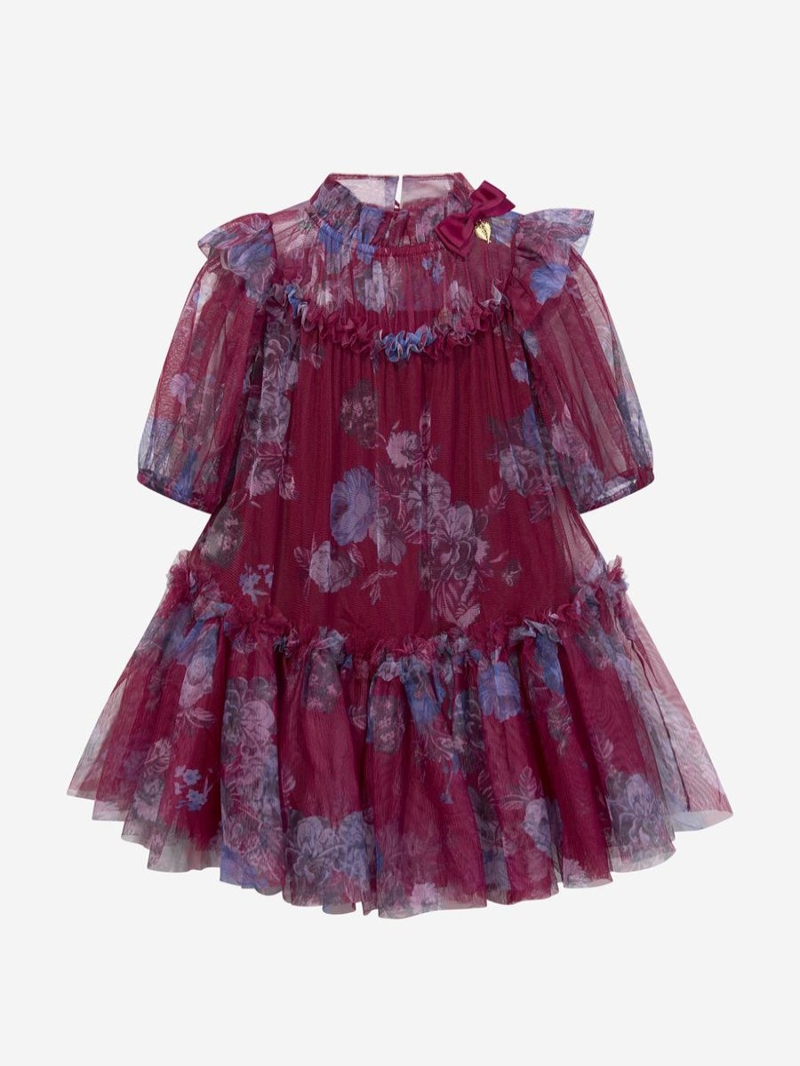 Girls Angels Face Dresses | Girls Myrtle Flower Dress In Red