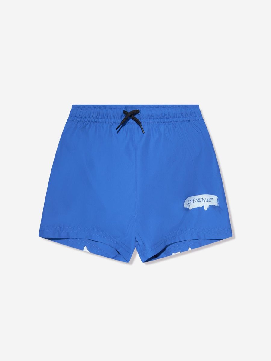 Boys Off-White Shorts | Boys Paint Graphic Swim Shorts In Blue