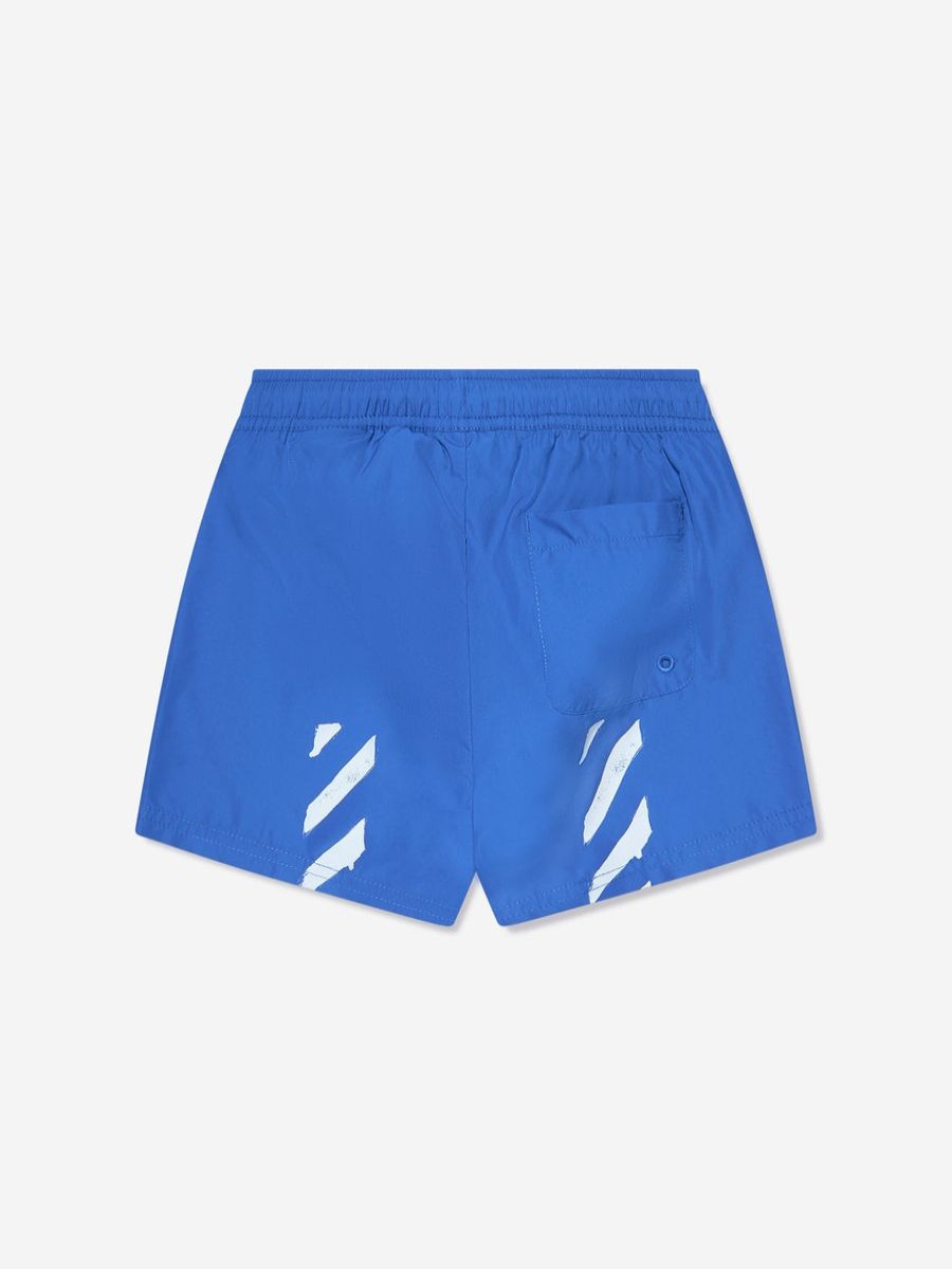 Boys Off-White Shorts | Boys Paint Graphic Swim Shorts In Blue