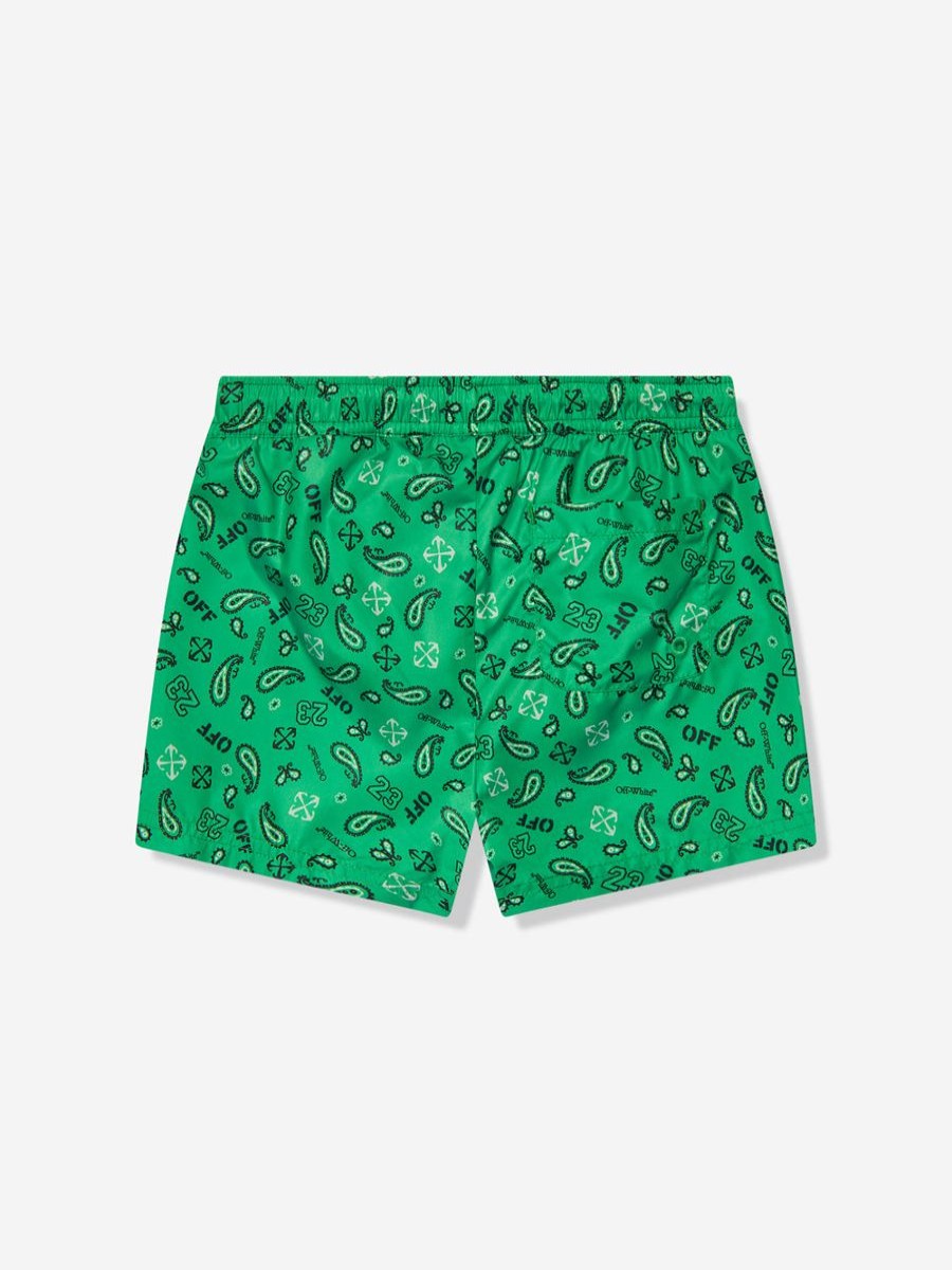 Boys Off-White Shorts | Boys Bandana Swim Shorts In Green