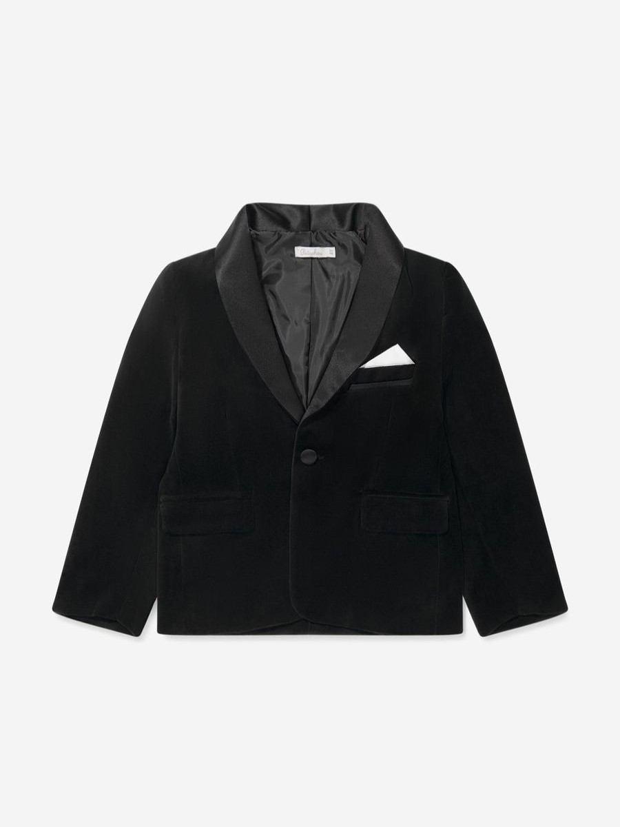 Boys Patachou Coats & Jackets | Boys Velvet Blazer In Black