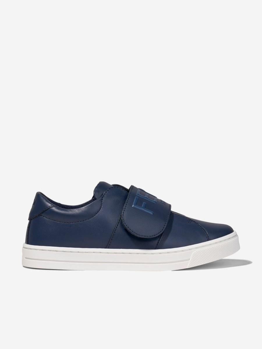 Boys Fendi Kids Sneakers | Kids Leather Logo Trainers In Navy