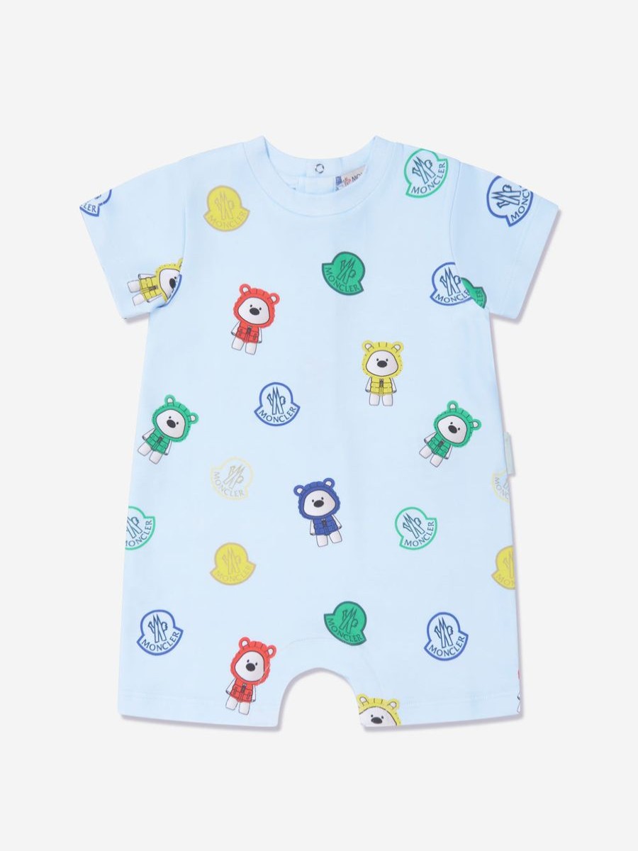 Baby Moncler Enfant Accessories | Baby Boys Bear Print Romper In Blue