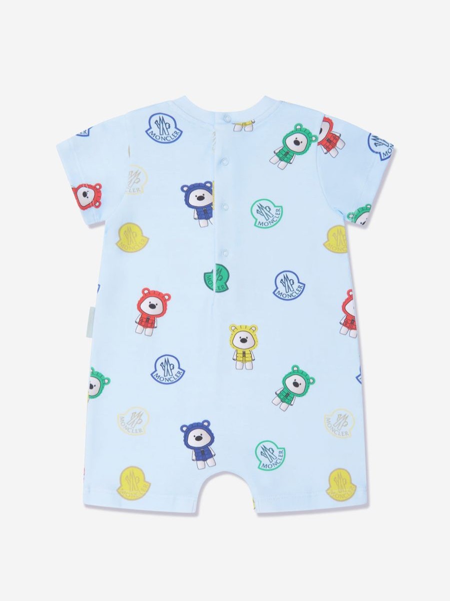 Baby Moncler Enfant Accessories | Baby Boys Bear Print Romper In Blue