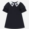 Girls Patachou Dresses | Girls Pleated Sleeve Dress In Navy