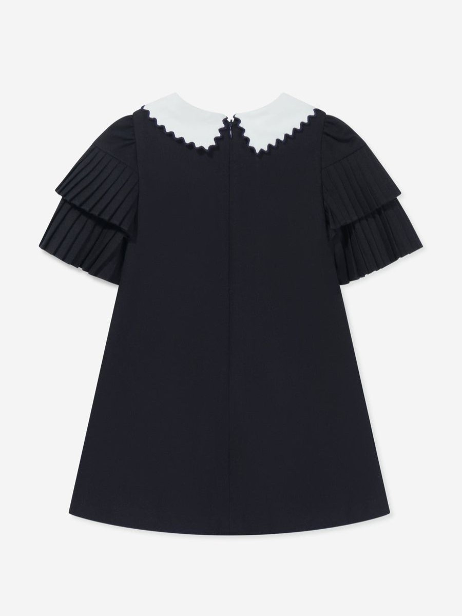 Girls Patachou Dresses | Girls Pleated Sleeve Dress In Navy