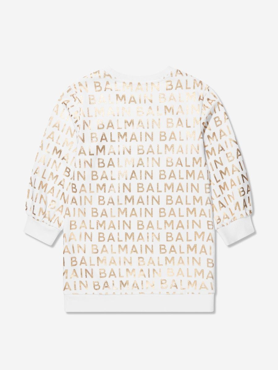 Girls Balmain Dresses | Girls Logo Sweater Dress In White