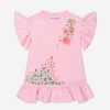 Girls Monnalisa Dresses | Girls Cotton Rose Print Dress