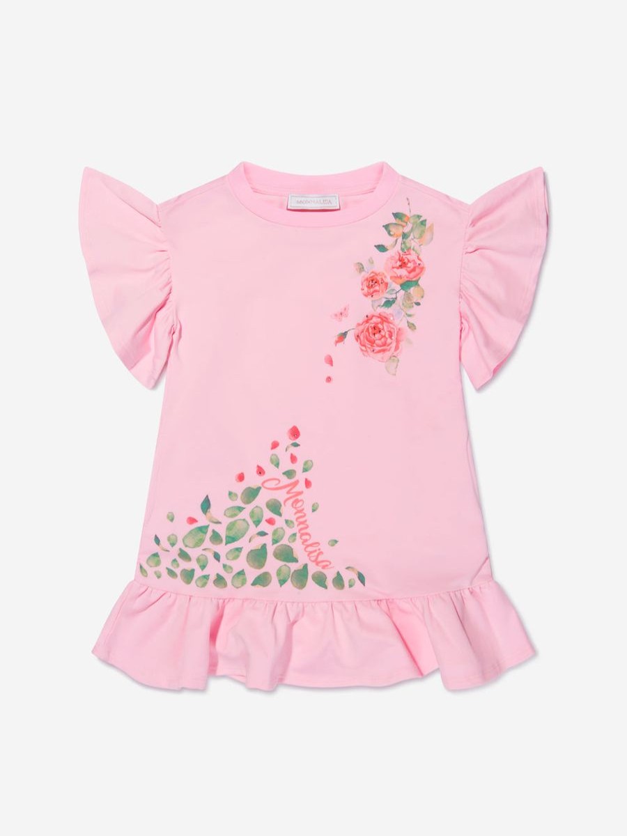 Girls Monnalisa Dresses | Girls Cotton Rose Print Dress