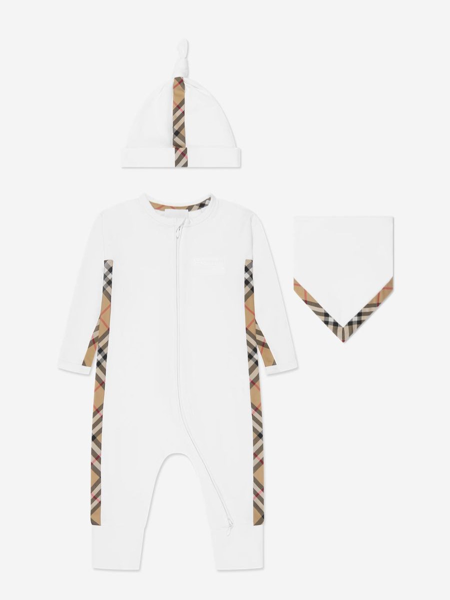 Girls Burberry Kids Babygrows & Rompers | Baby Claude Romper Gift Set In White