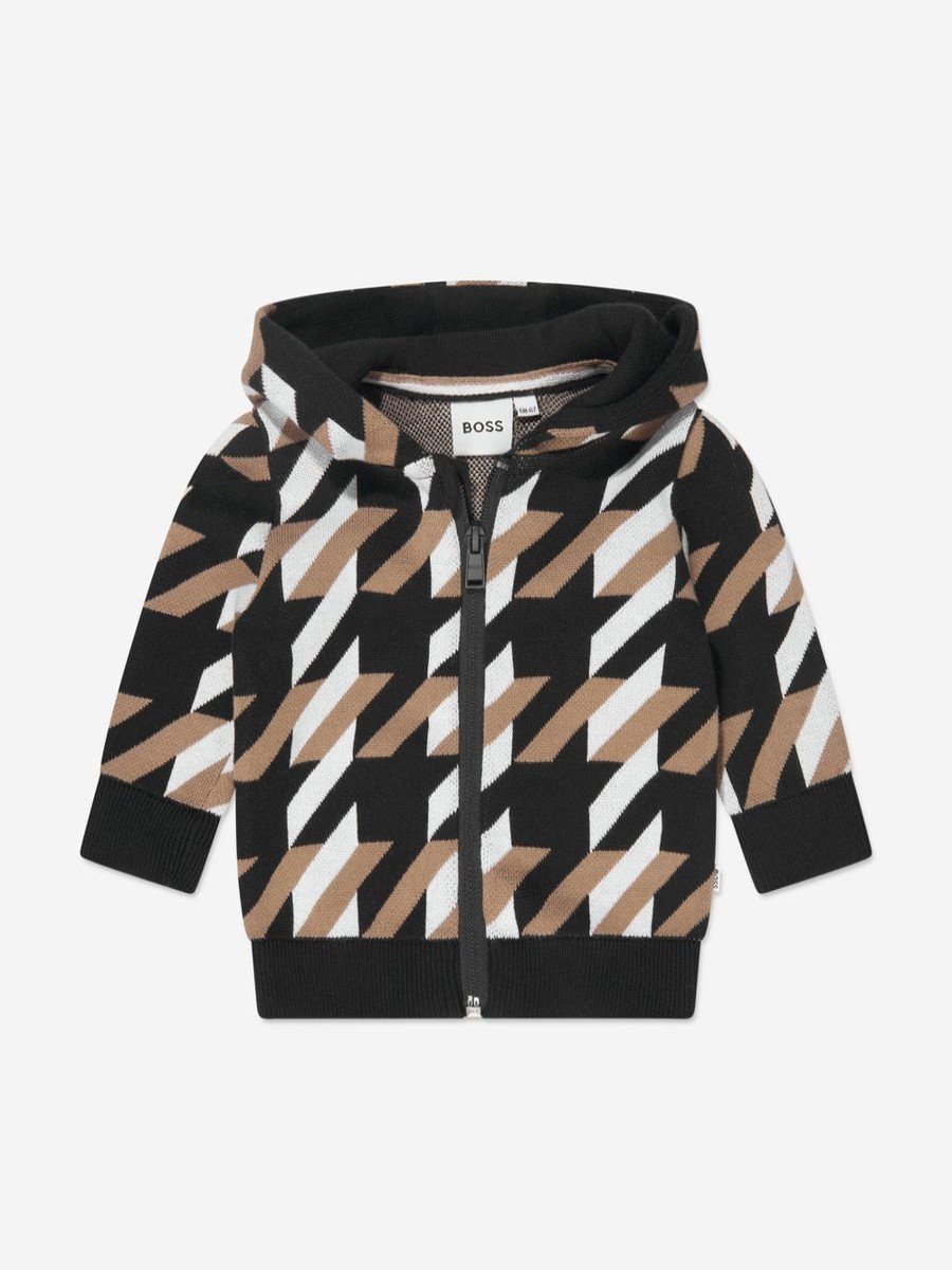 Boys BOSS Sweatshirts & Hoodies | Baby Boys Monogram Zip Up Top In Black