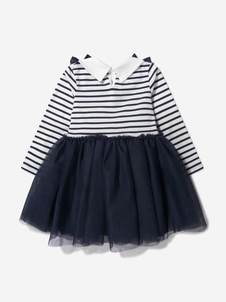 Girls Charabia Dresses | Girls Cotton Striped Bow Dress