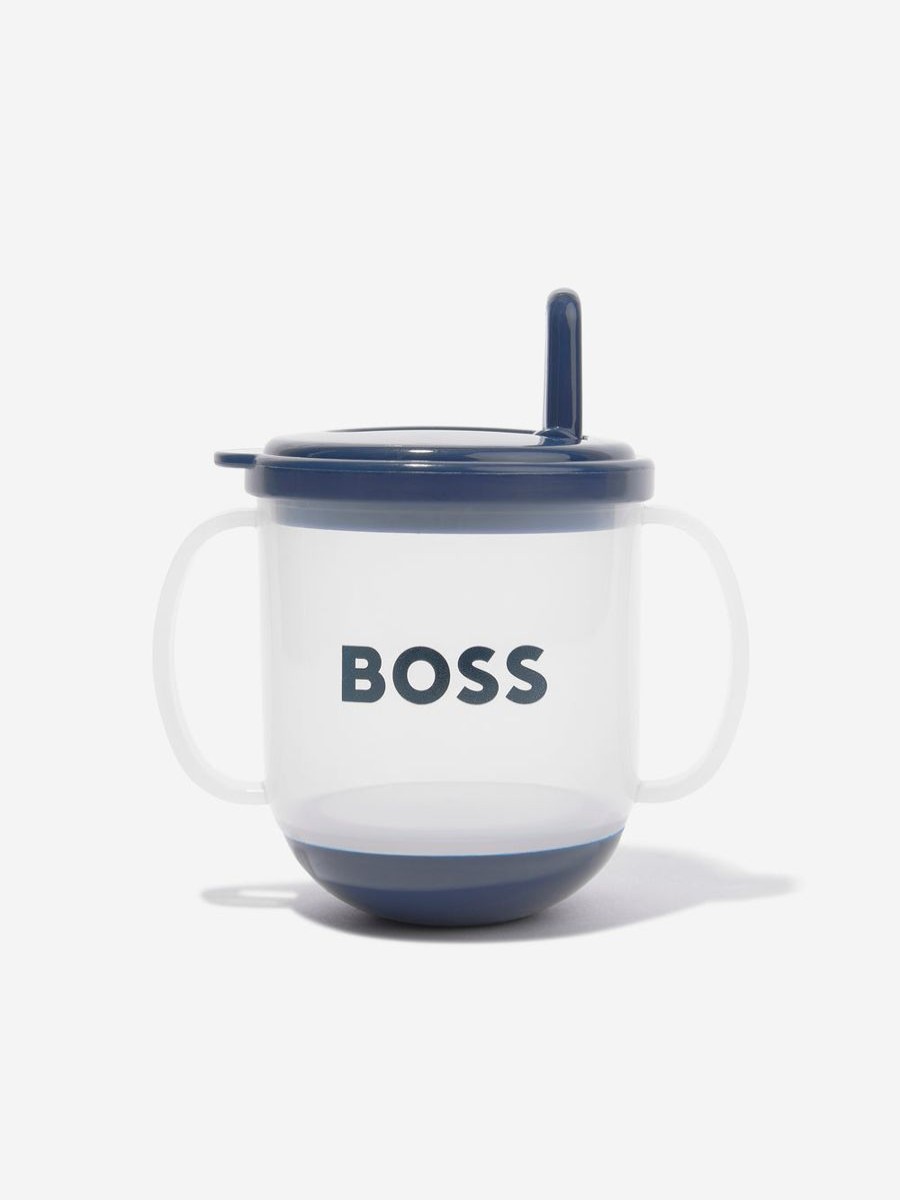 Baby BOSS Bottles, Dummies & Bibs | Boss - Baby Logo Print Sippy Cup In Navy | Childsplay Clothing