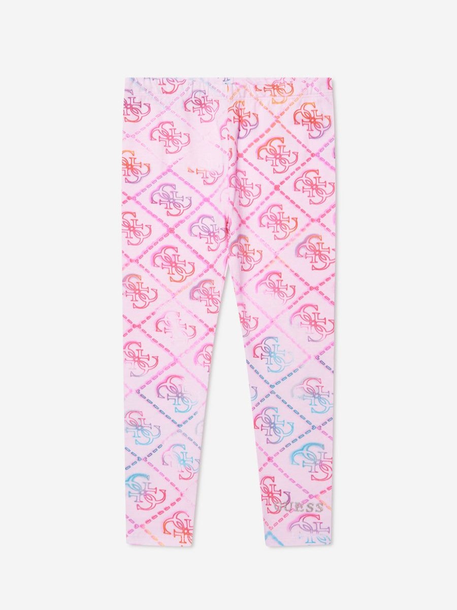 Girls Guess Leggings | Girls Logo Print Leggings In Pink