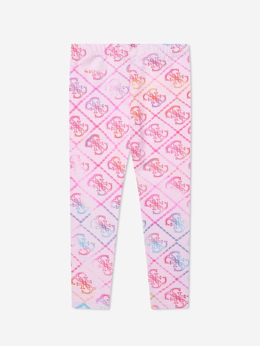 Girls Guess Leggings | Girls Logo Print Leggings In Pink