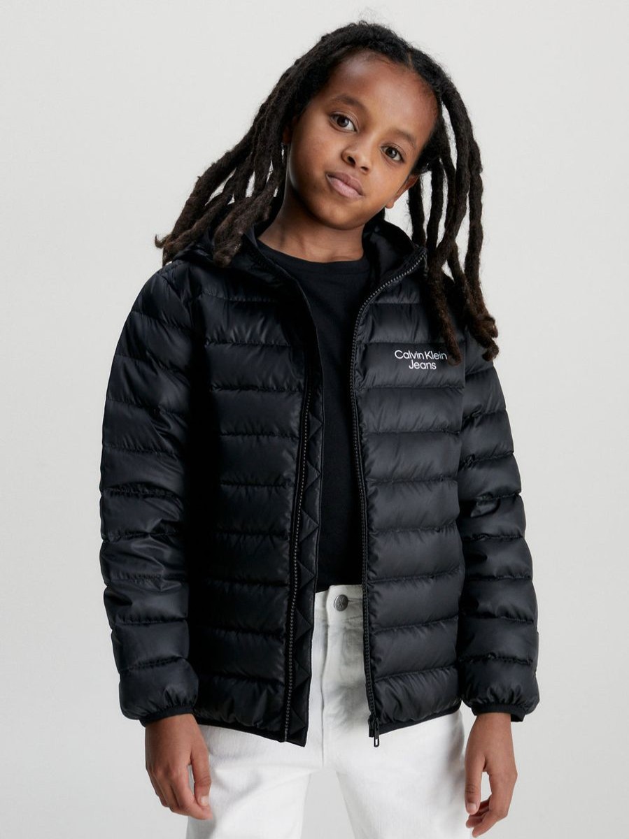 Boys Calvin Klein Jeans Coats & Jackets | Boys Down Padded Logo Jacket In Black