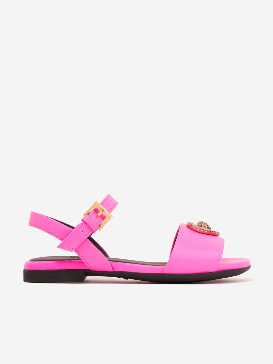 Teen Versace Footwear | Girls Heart Logo Sandals In Pink