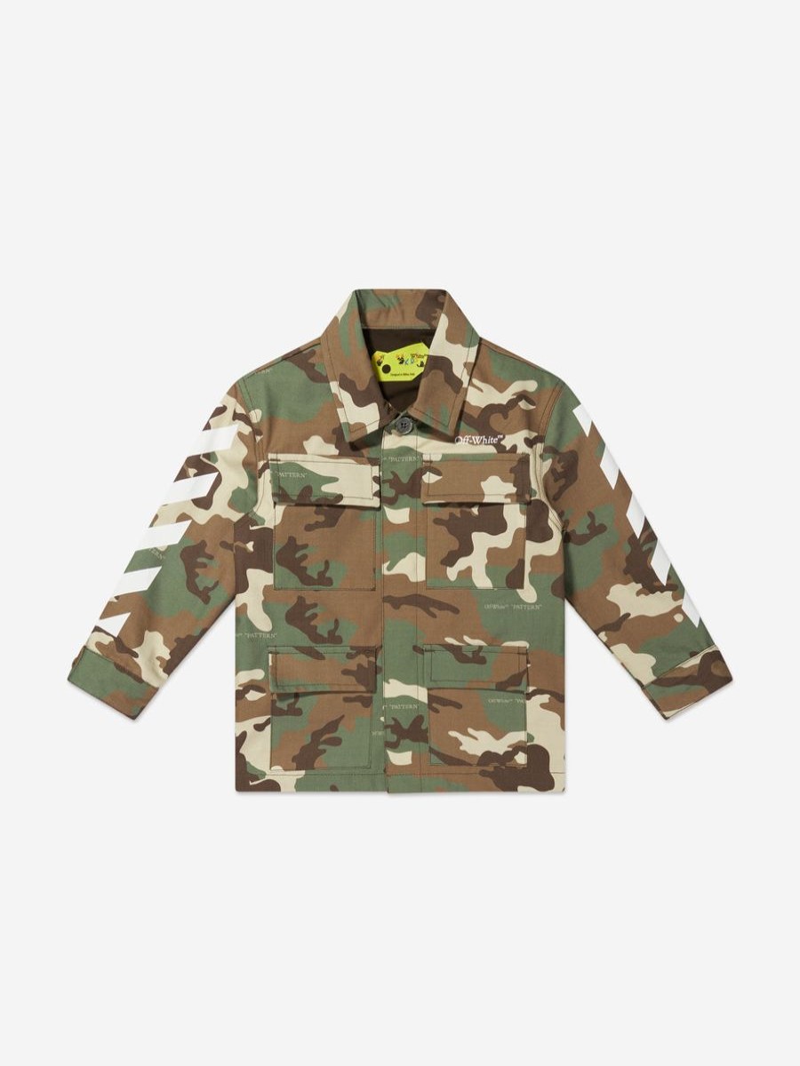 Boys Off-White Shirts | Boys Camo Classic Arrow Field Jacket In Green