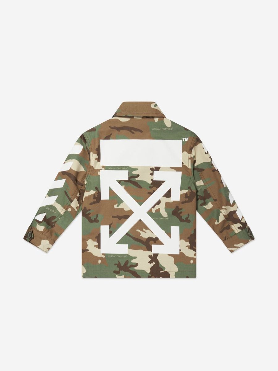 Boys Off-White Shirts | Boys Camo Classic Arrow Field Jacket In Green