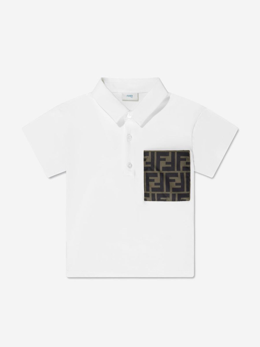 Boys Fendi Kids Shirts | Fendi Kids - Baby Boys Polo Shirt In White | Childsplay Clothing