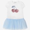 Girls Monnalisa Dresses | Girls Cherry Jersey Dress In White