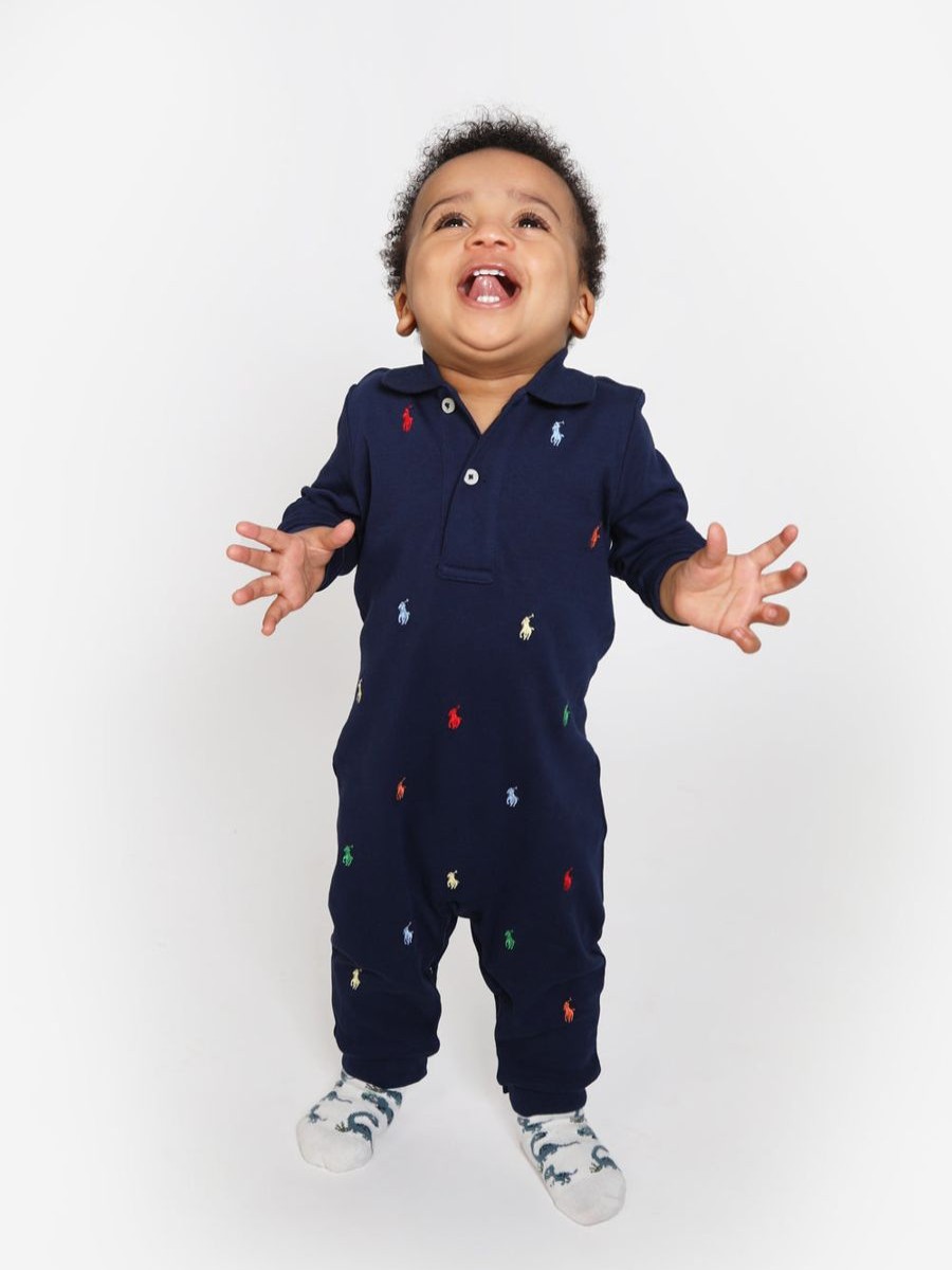 Boys Ralph Lauren Kids Babygrows & Rompers | Ralph Lauren Kids - Baby Boys Schiffli Romper | Childsplay Clothing