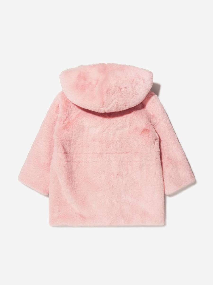 Girls Monnalisa Coats & Jackets | Girls Faux Fur Hooded Coat