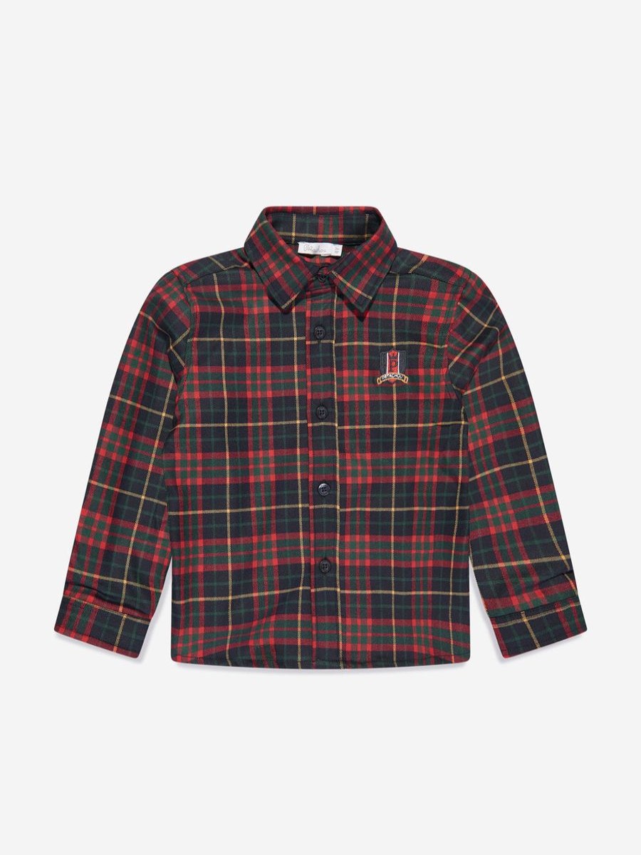 Boys Patachou Shirts | Boys Tartan Shirt In Navy