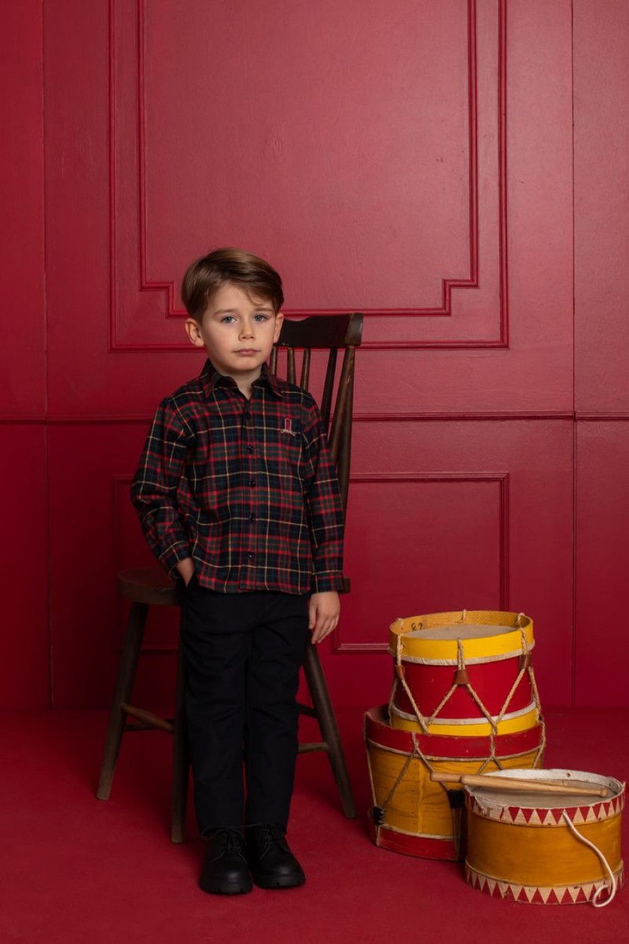 Boys Patachou Shirts | Boys Tartan Shirt In Navy