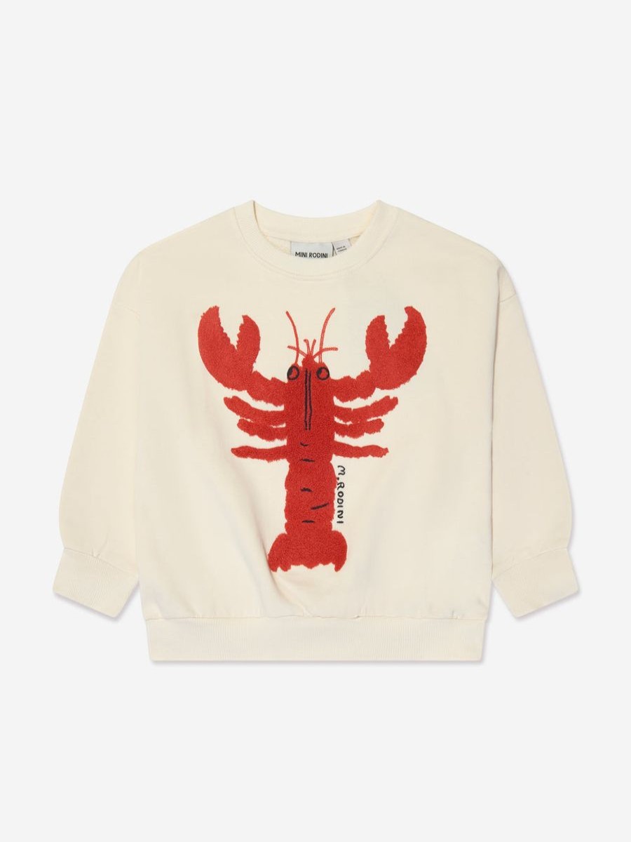 Boys Mini Rodini Sweatshirts & Hoodies | Kids Lobster Chenille Sweatshirt In White