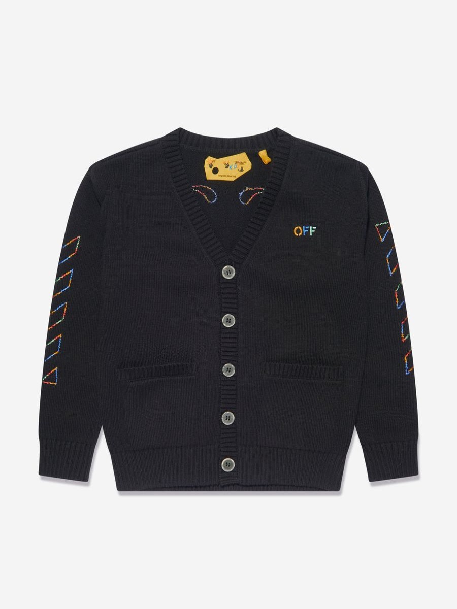 Boys Off-White Jumpers & Cardigans | Boys Arrow Rainbow Logo Cardigan In Black